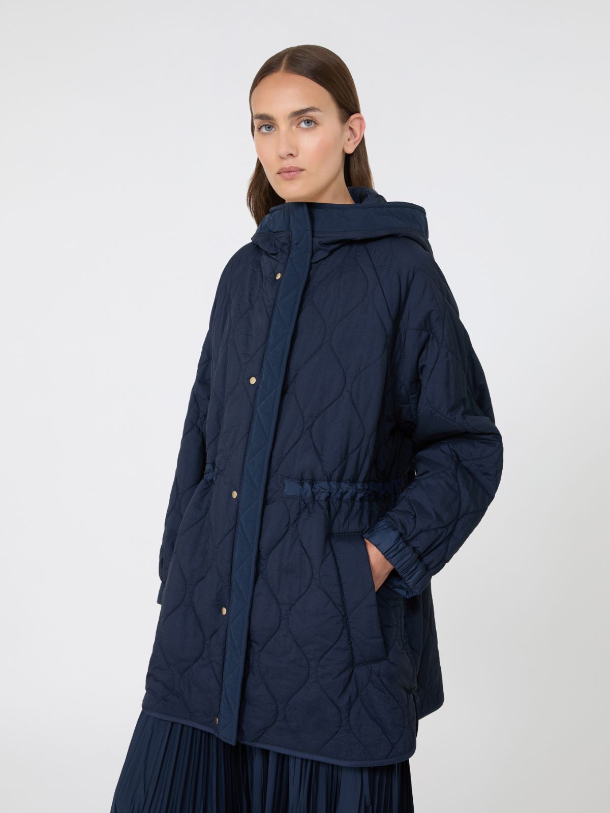 Reversible water-repellent canvas padded parka - NAVY - Max Mara - 4