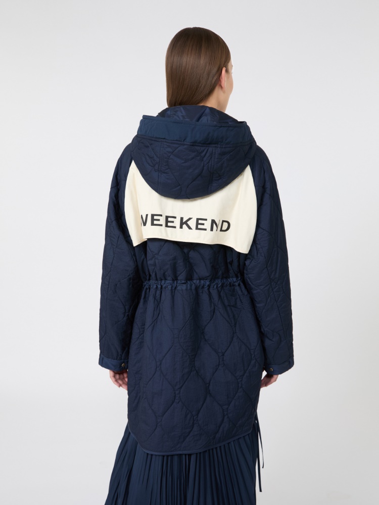 Reversible water-repellent canvas padded parka - NAVY