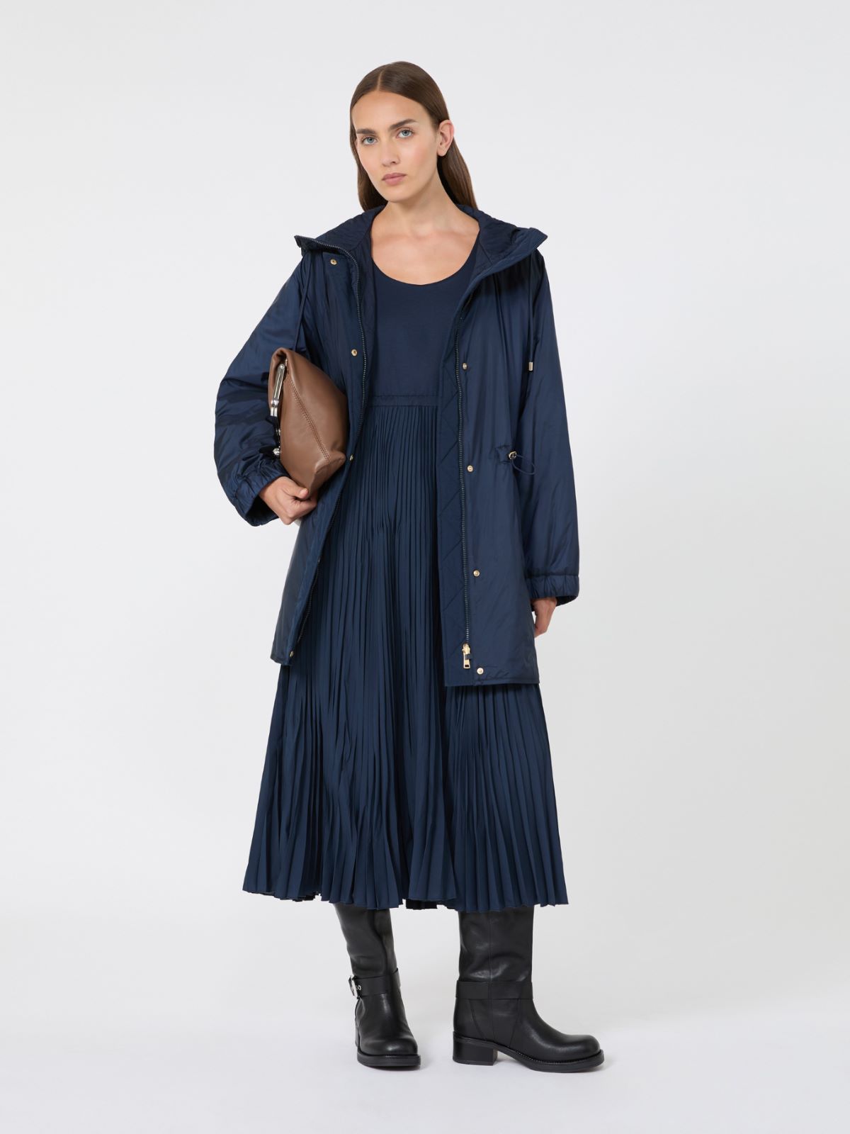 Reversible water-repellent canvas padded parka - NAVY - Max Mara