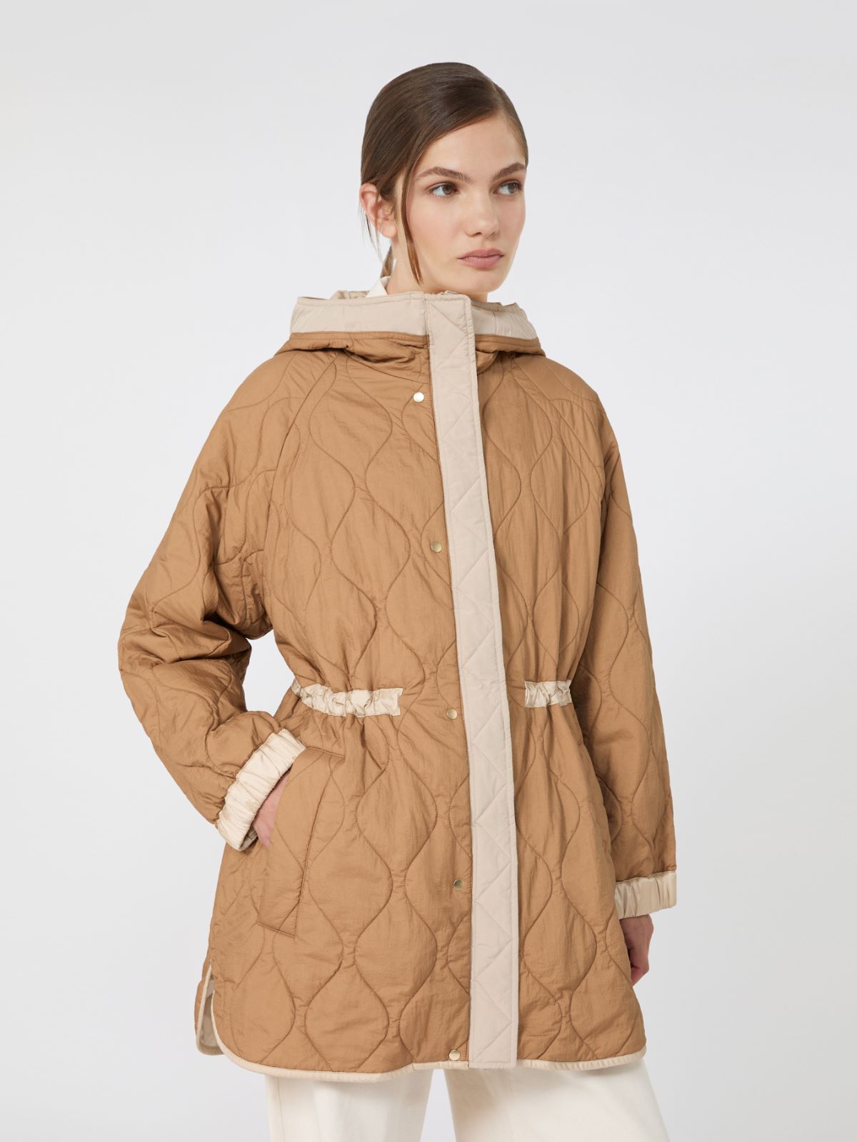 Reversible water-repellent canvas padded parka - SAND - Max Mara - 4