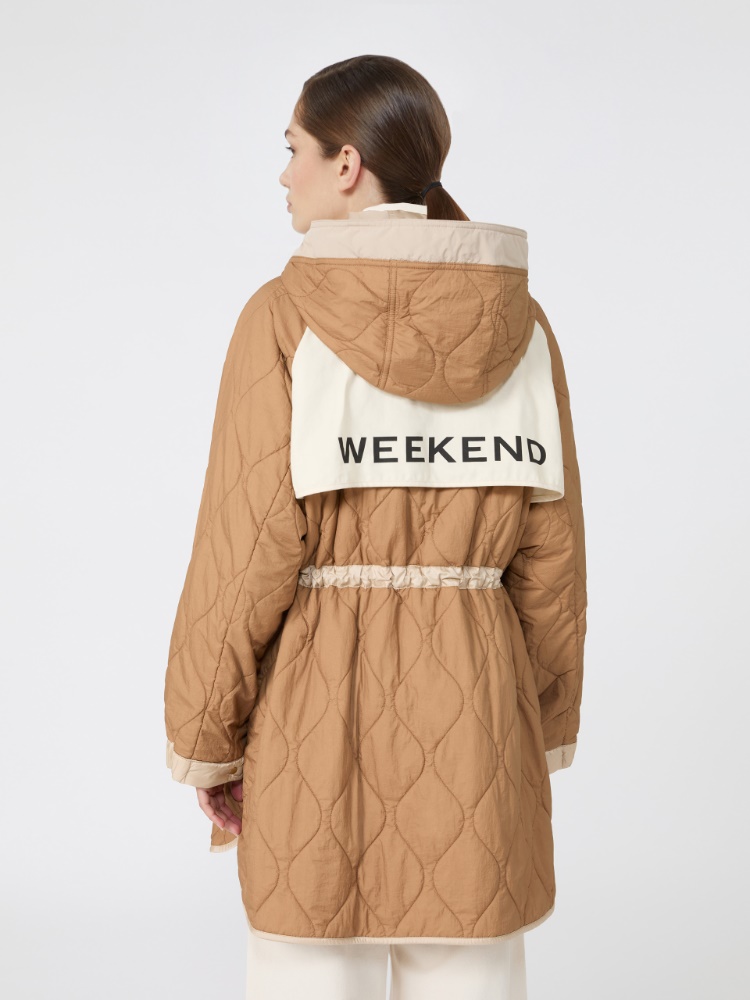 Reversible water-repellent canvas padded parka - SAND