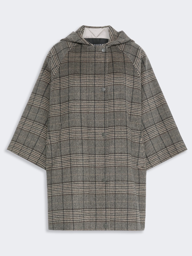 Prince of Wales wool midi coat - DARK GREY