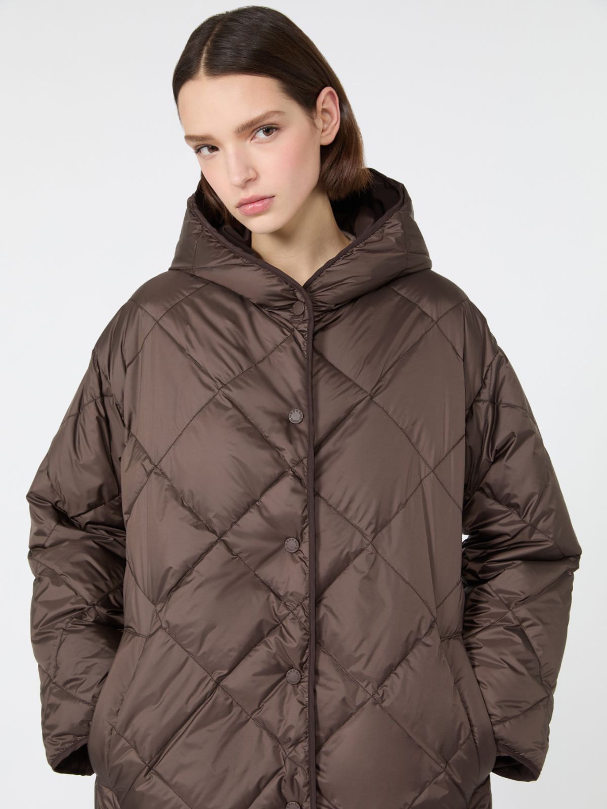 Reversible down jacket in technical twill - BROWN - Max Mara - 4