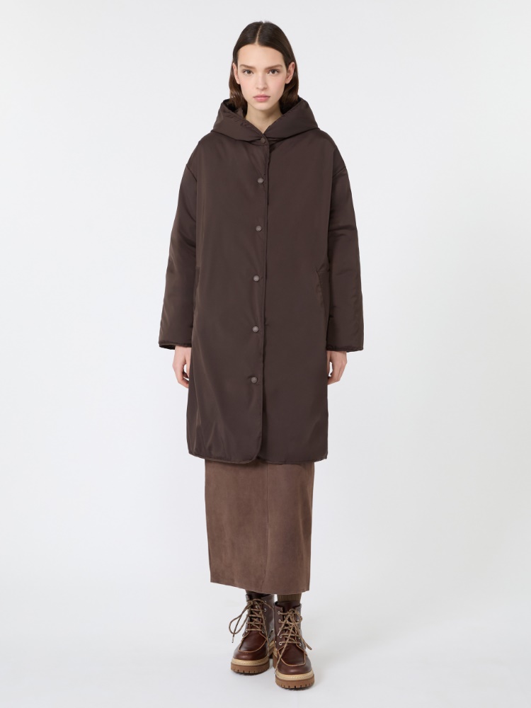 Reversible down jacket in technical twill - BROWN