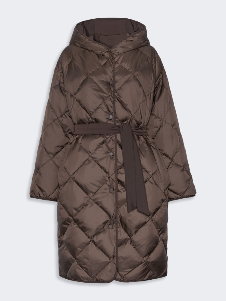 Reversible down jacket in technical twill - BROWN