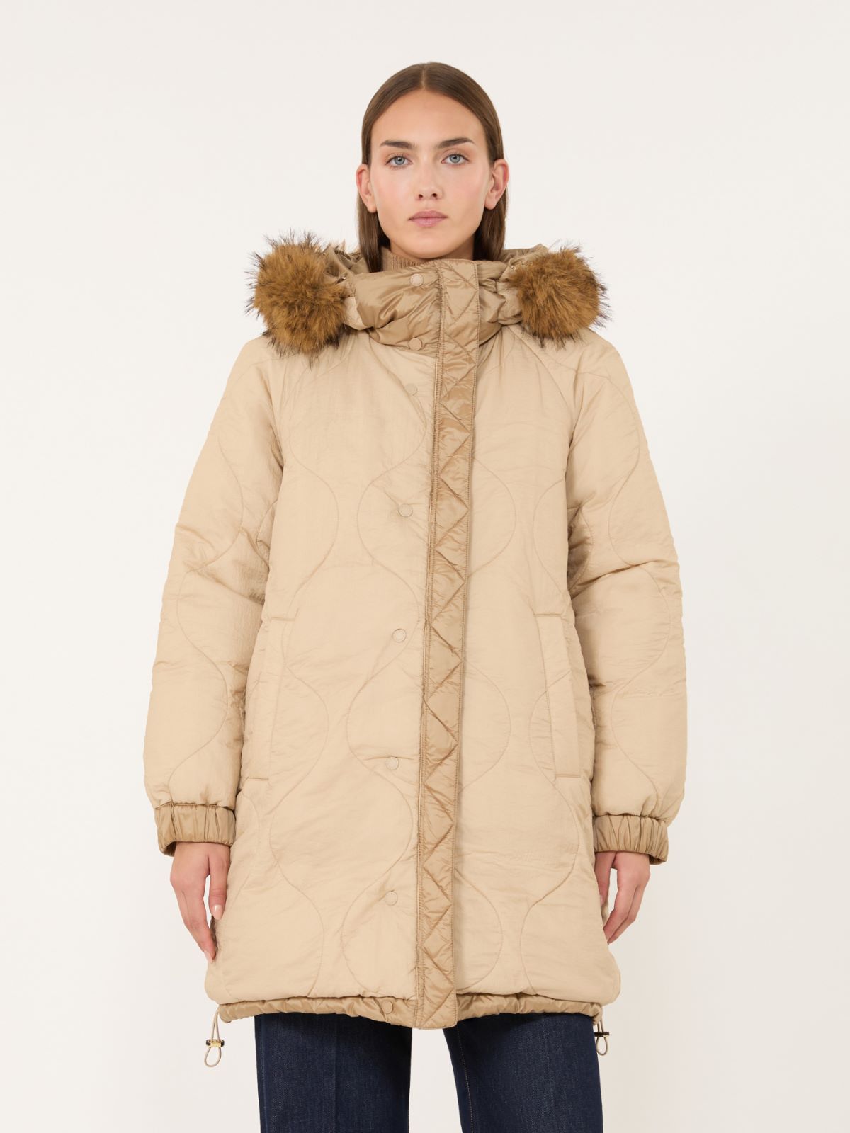 Reversible midi parka in water-repellent plain-weave fabric - CAMEL - Max Mara - 4