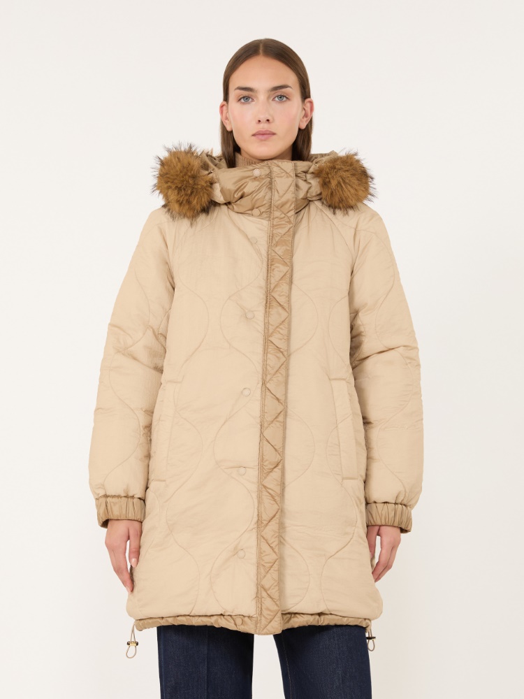 Reversible midi parka in water-repellent plain-weave fabric - CAMEL - Max Mara - 4