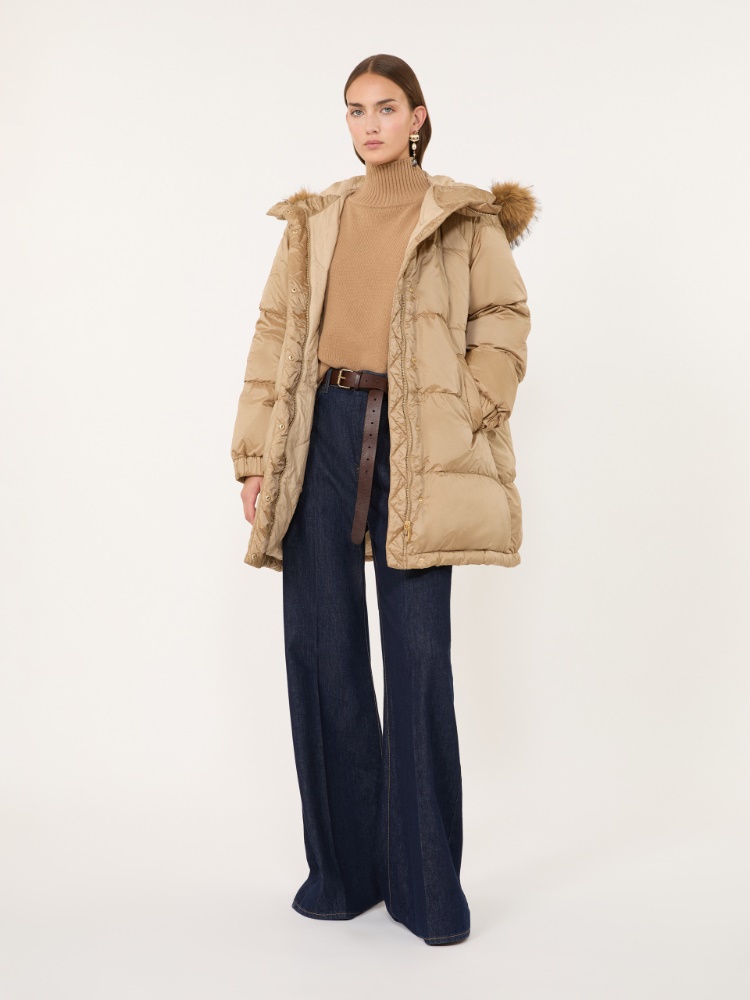 Reversible midi parka in water-repellent plain-weave fabric - CAMEL - Max Mara