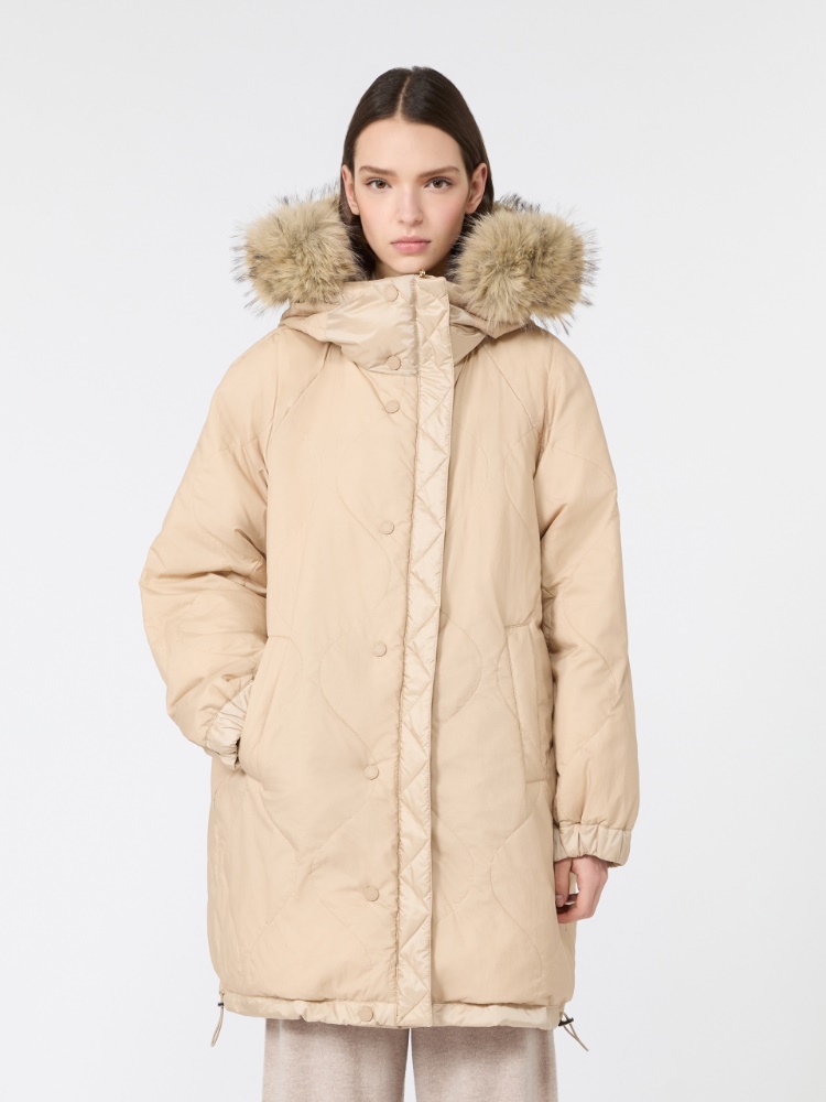 Reversible midi parka in water-repellent plain-weave fabric - BEIGE - Max Mara - 4