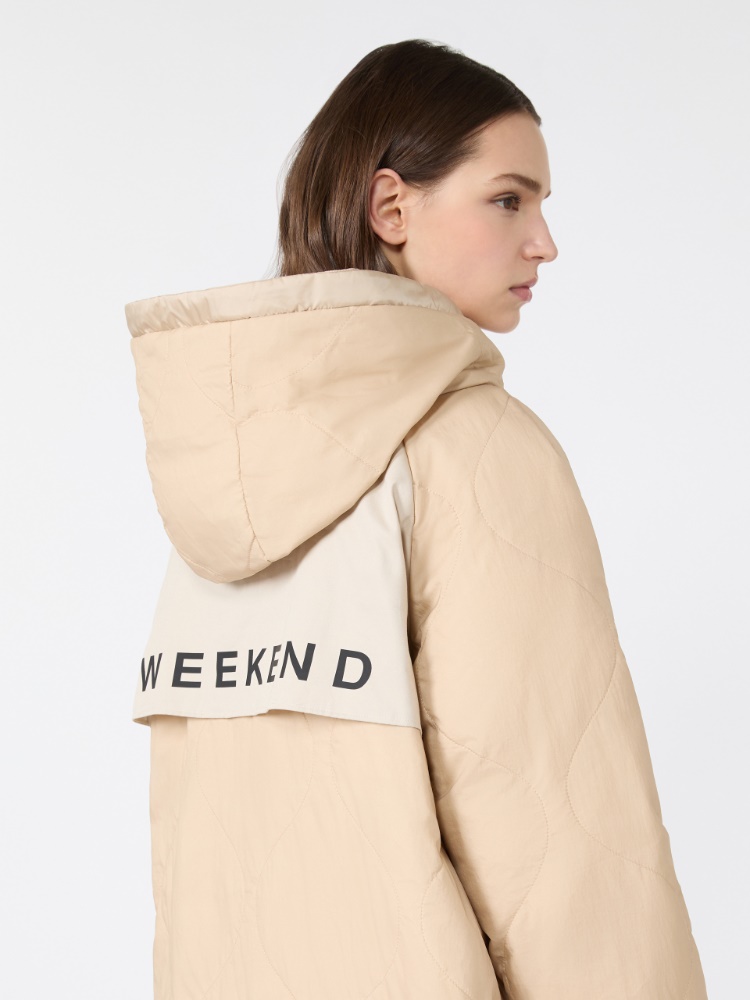 Reversible midi parka in water-repellent plain-weave fabric - BEIGE
