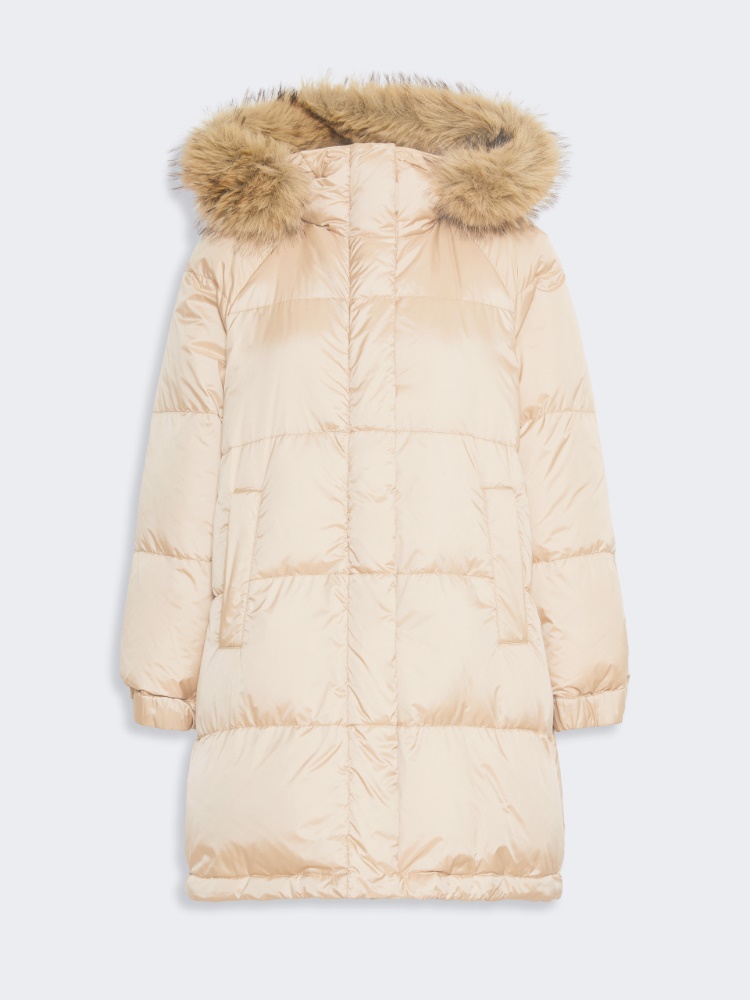 Reversible midi parka in water-repellent plain-weave fabric
