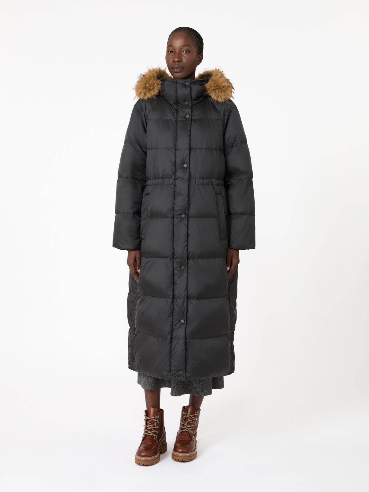Long reversible down jacket in water-repellent plain-weave fabric - BLACK - Max Mara - 2