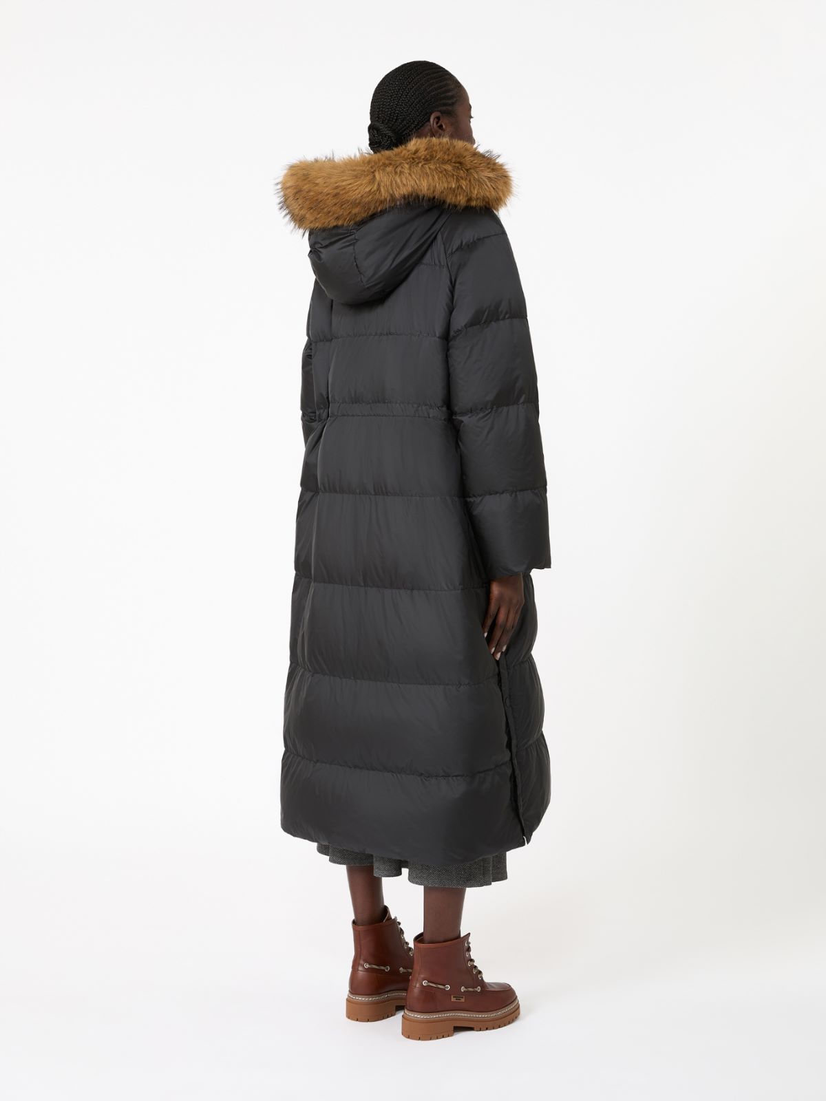 Long reversible down jacket in water-repellent plain-weave fabric - BLACK - Max Mara - 3