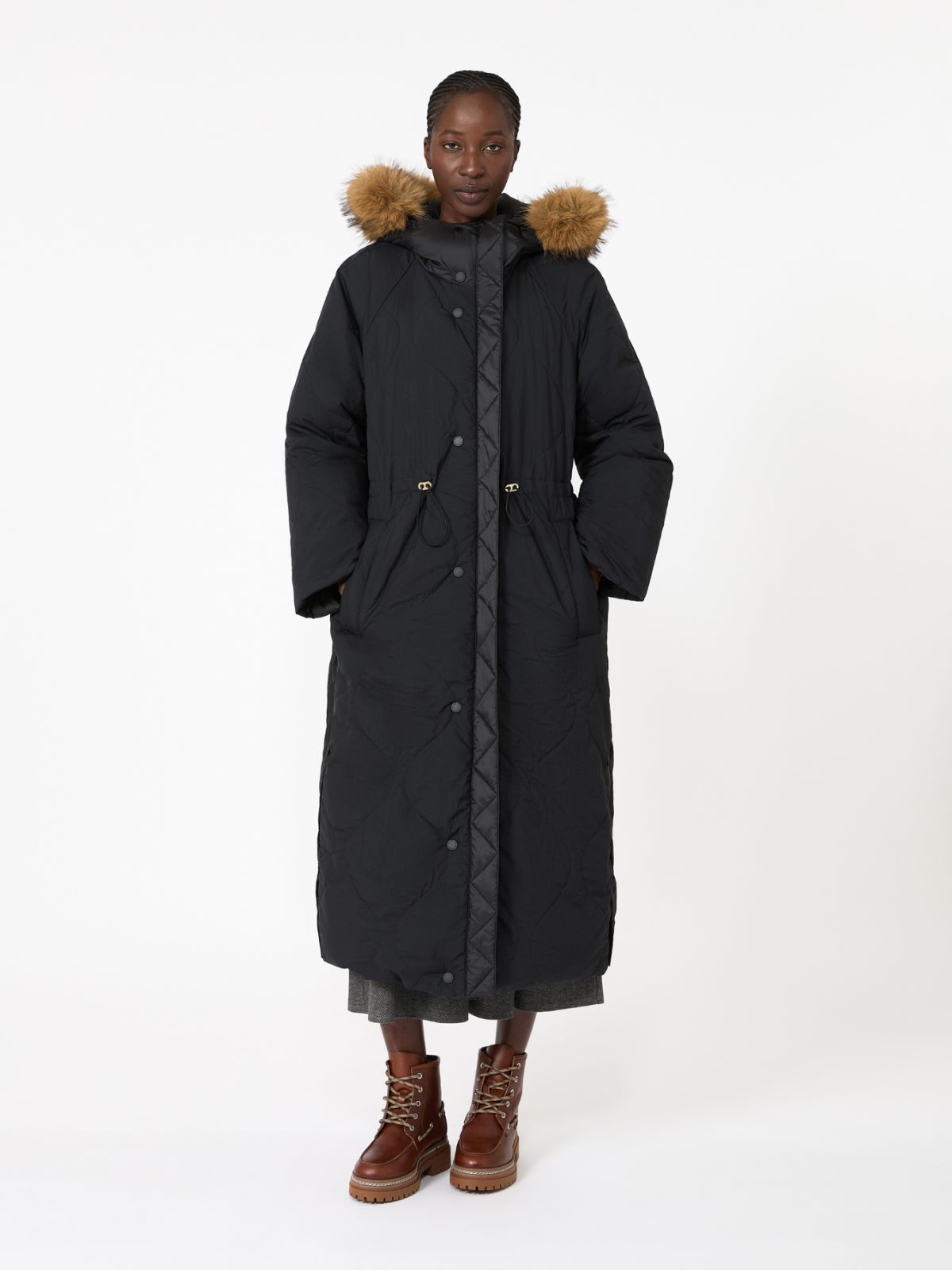 Long reversible down jacket in water-repellent plain-weave fabric - BLACK - Max Mara - 4