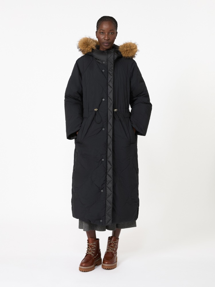 Long reversible down jacket in water-repellent plain-weave fabric - BLACK - Max Mara - 4