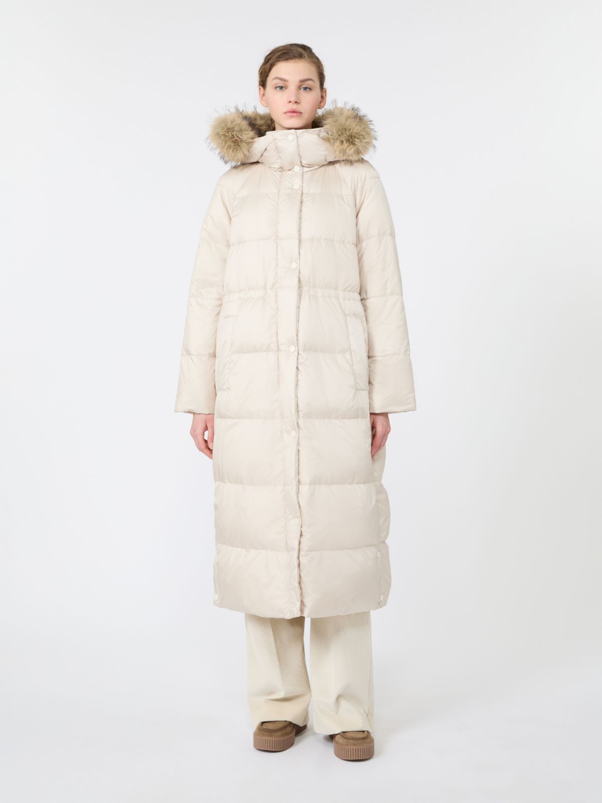 Long reversible down jacket in water-repellent plain-weave fabric - IVORY - Max Mara - 2