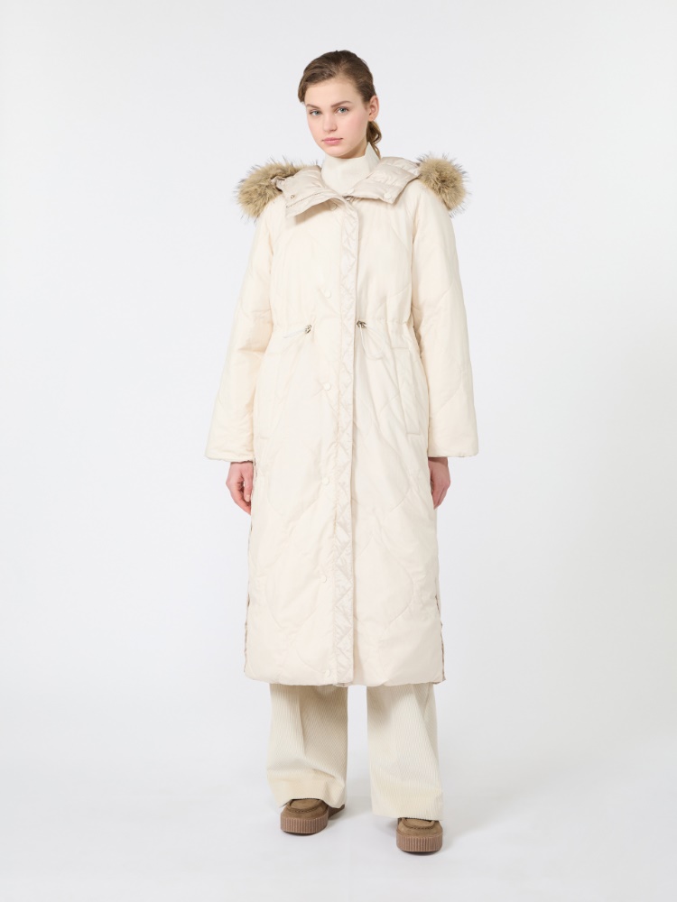 Long reversible down jacket in water-repellent plain-weave fabric - IVORY - Max Mara - 4