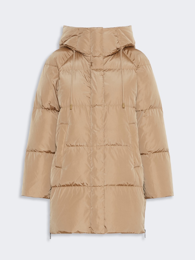 Midi parka in water-repellent taffeta - CAMEL