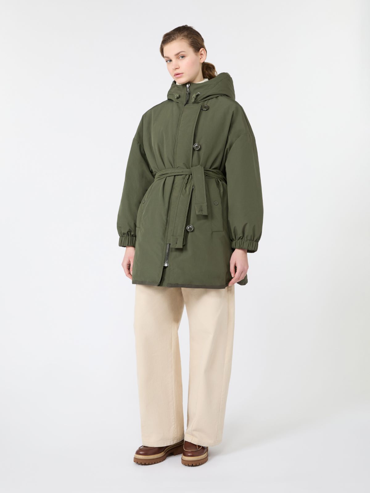 Reversible parka in water-repellent plain-weave fabric - KAKI - Max Mara - 2