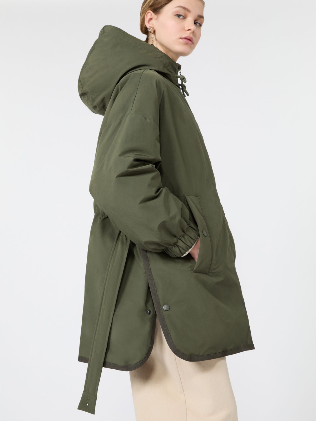Reversible parka in water-repellent plain-weave fabric - KAKI - Max Mara - 4