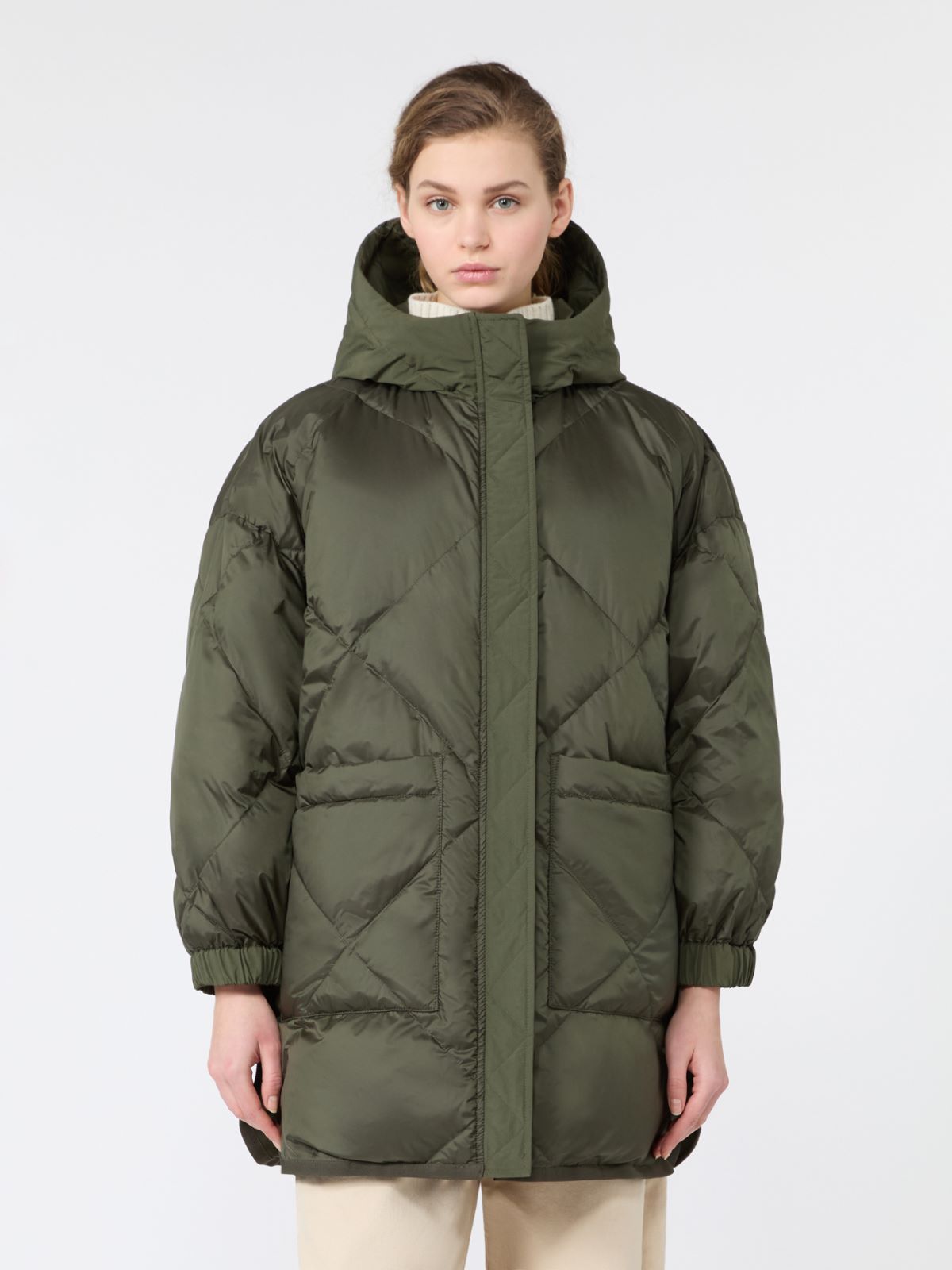 Reversible parka in water-repellent plain-weave fabric - KAKI - Max Mara - 5