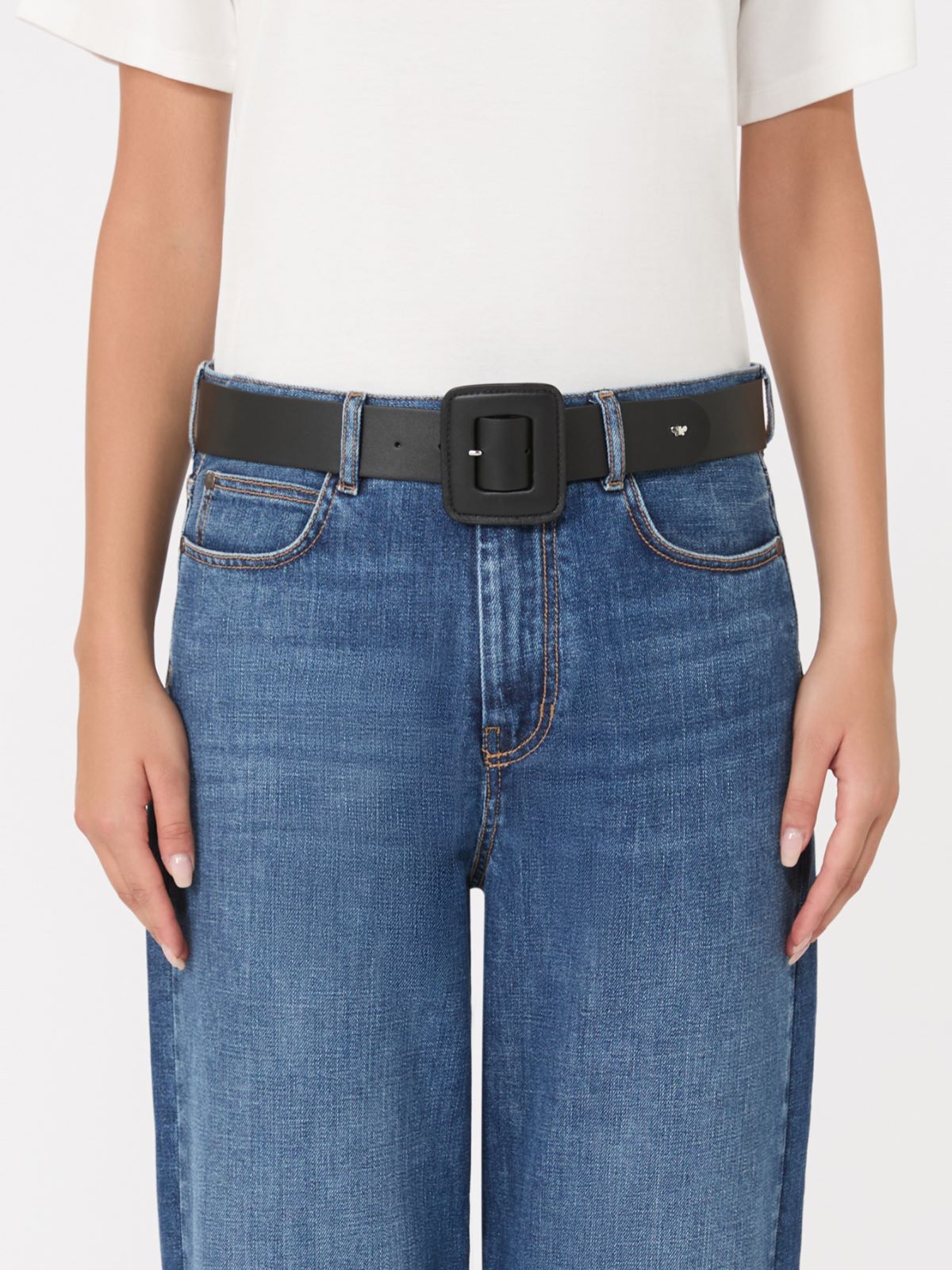 Shiny Nappa leather belt - BLACK