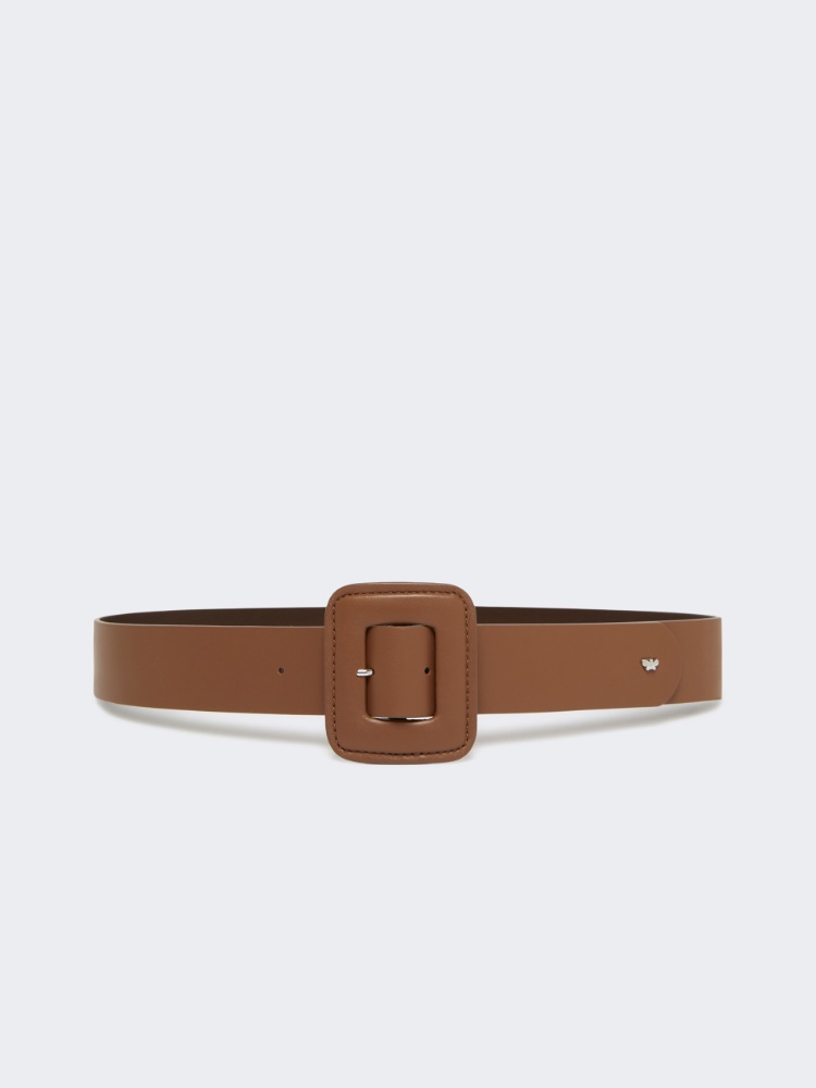 Shiny Nappa leather belt - TOBACCO