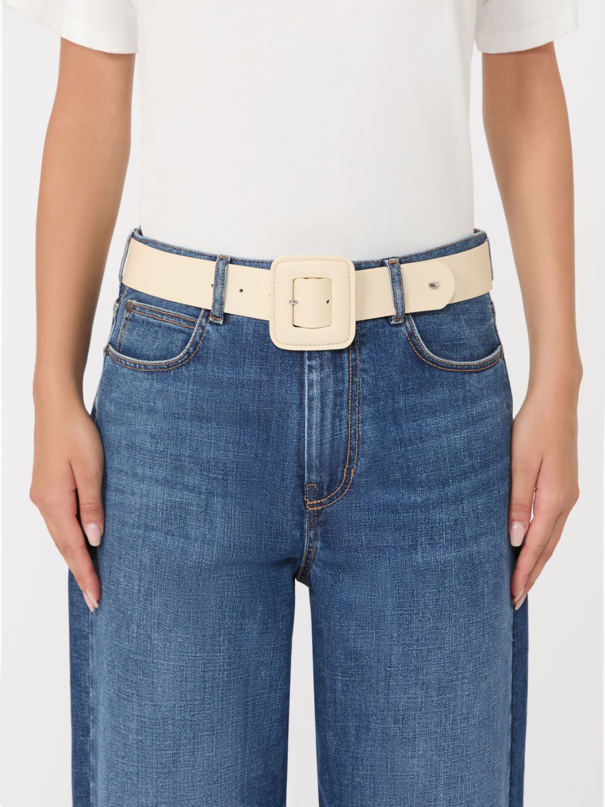 Gürtel aus glänzendem Nappaleder + ELFENBEINFARBEN - Max Mara
