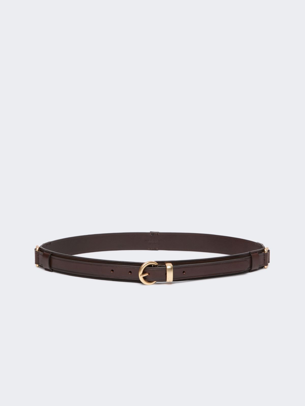 Leather belt with rectangular rings - DARK BROWN - Max Mara