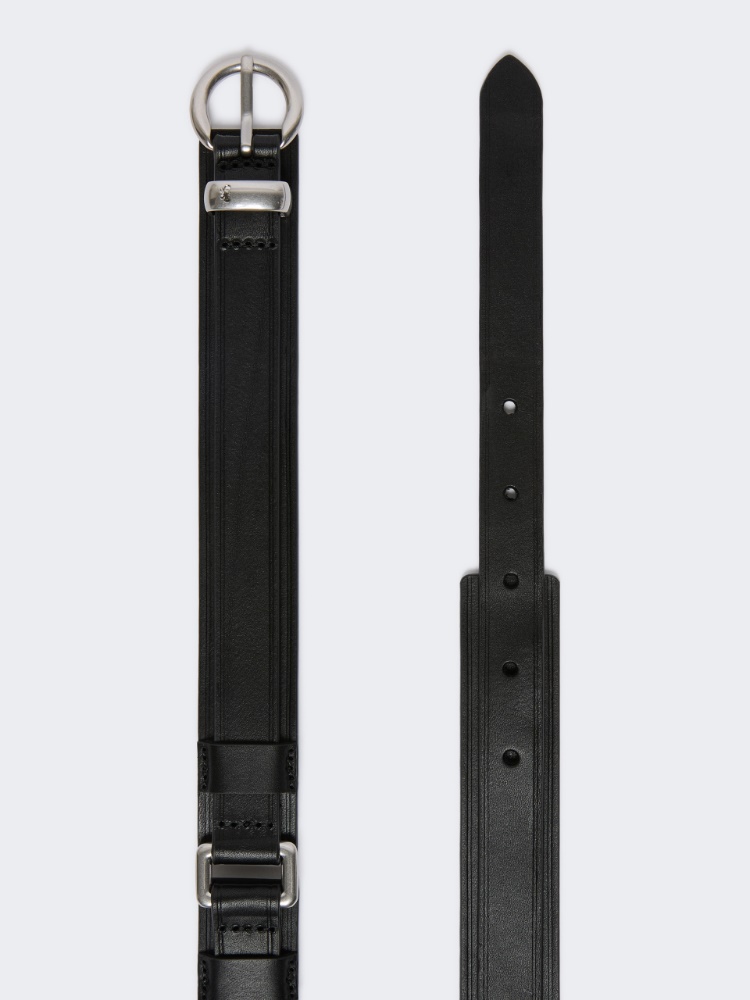 Leather belt with rectangular rings - BLACK - Max Mara - 2