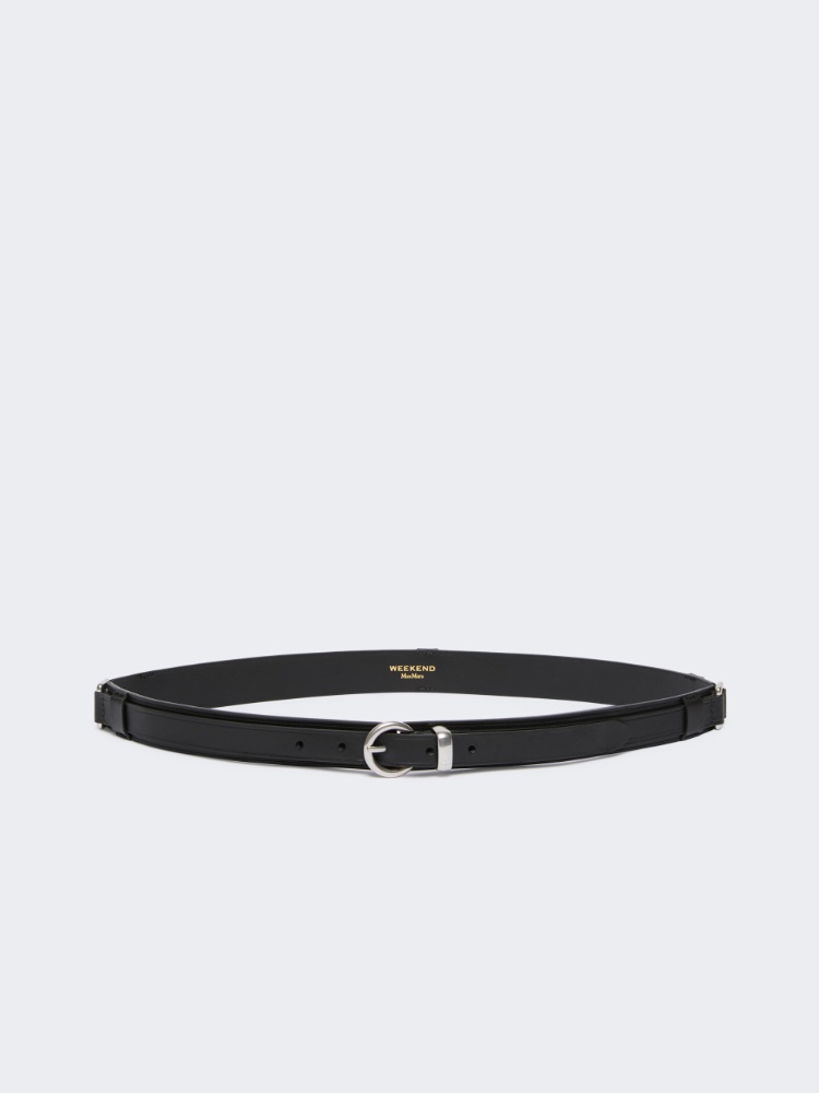 Leather belt with rectangular rings - BLACK - Max Mara