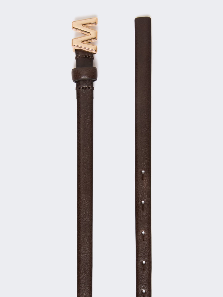 Thin leather belt - CHOCOLATE - 2