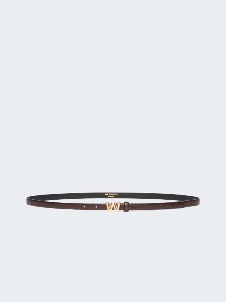Thin leather belt - CHOCOLATE - 1