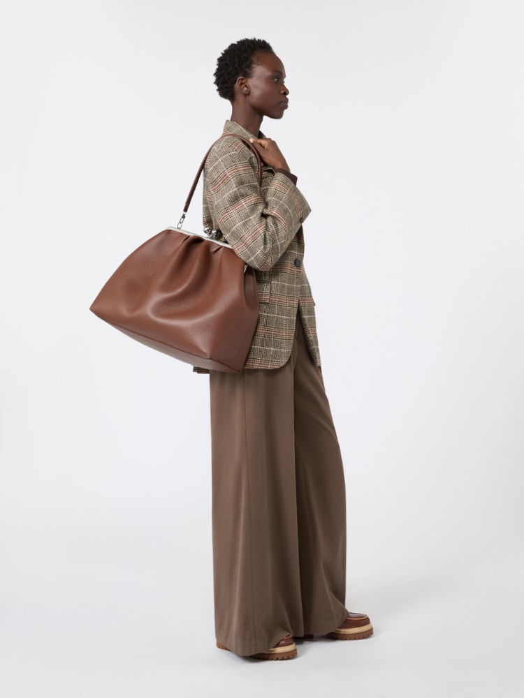 Extra large deer-print leather Pasticcino Bag - BROWN