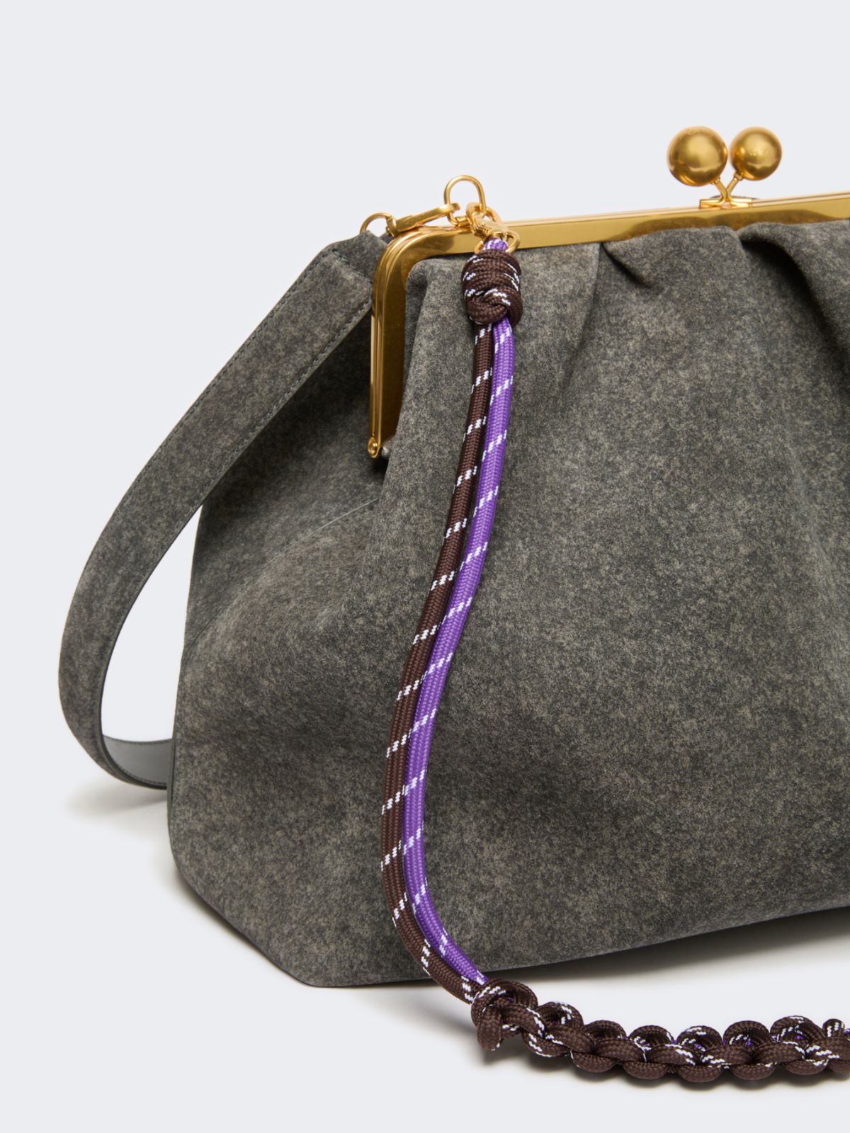 XXL textured suede Pasticcino Bag - DARK GREY - Max Mara - 4