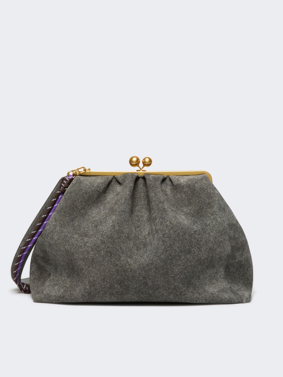 XXL textured suede Pasticcino Bag + DARK GREY - Max Mara
