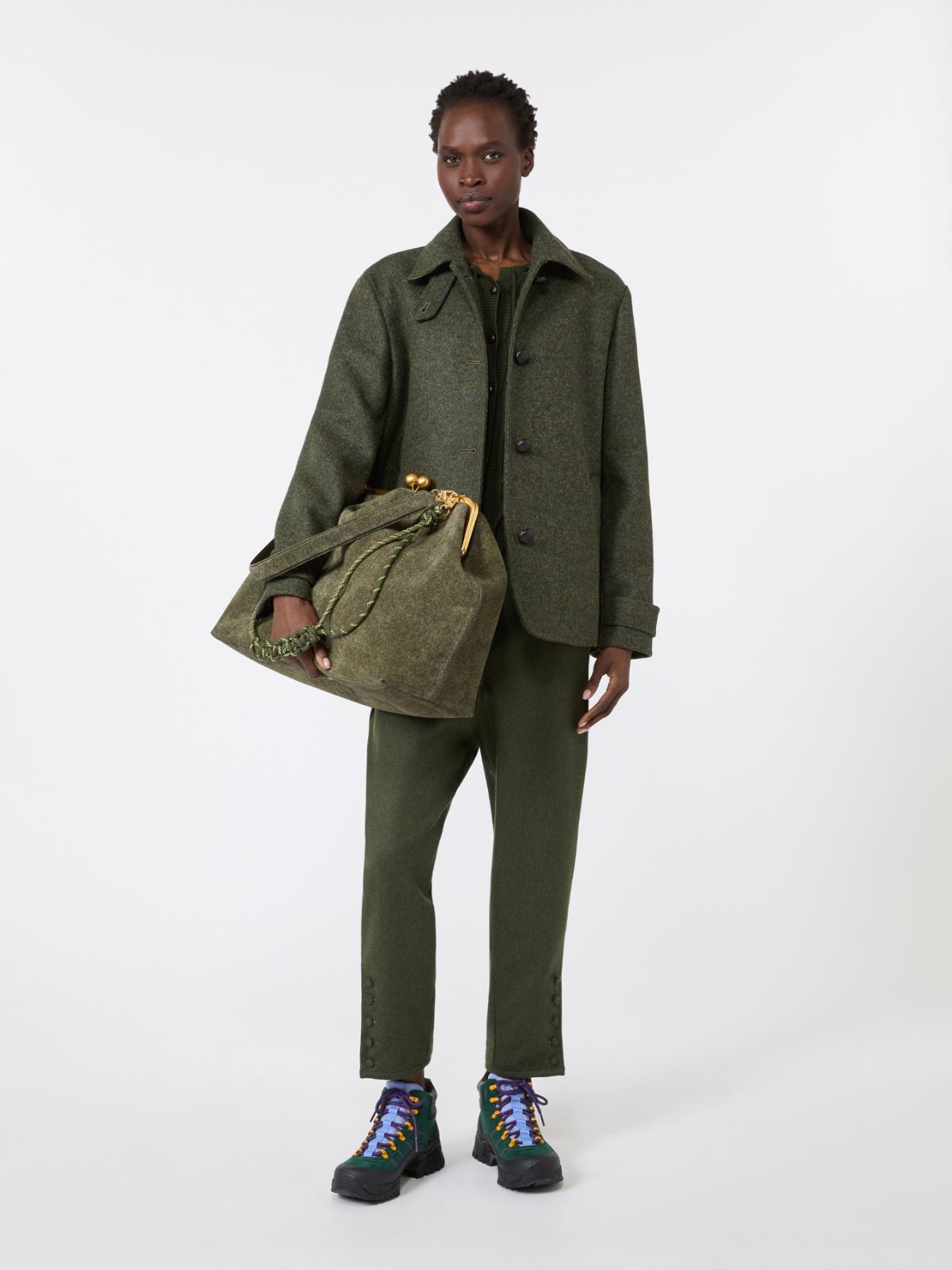 XXL textured suede Pasticcino Bag - OLIVE GREEN - Max Mara - 7