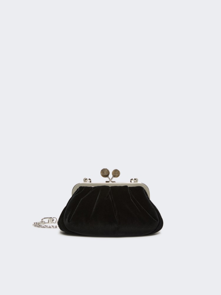 Small cotton velvet Pasticcino Bag - BLACK