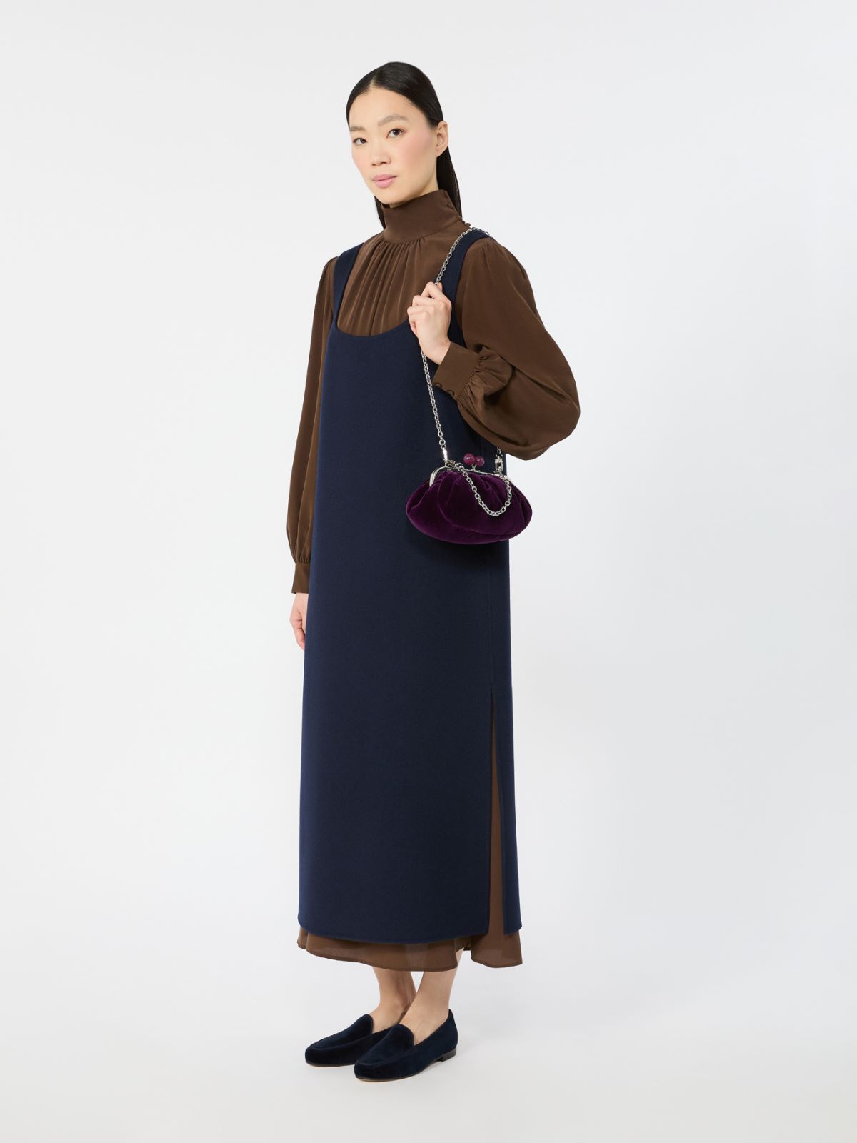 Small cotton velvet Pasticcino Bag - PURPLE