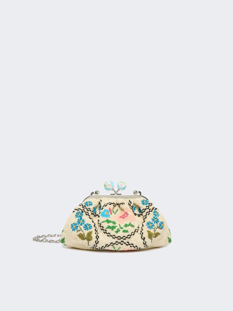 Extra-small Pasticcino Bag embroidered with beads - PINK