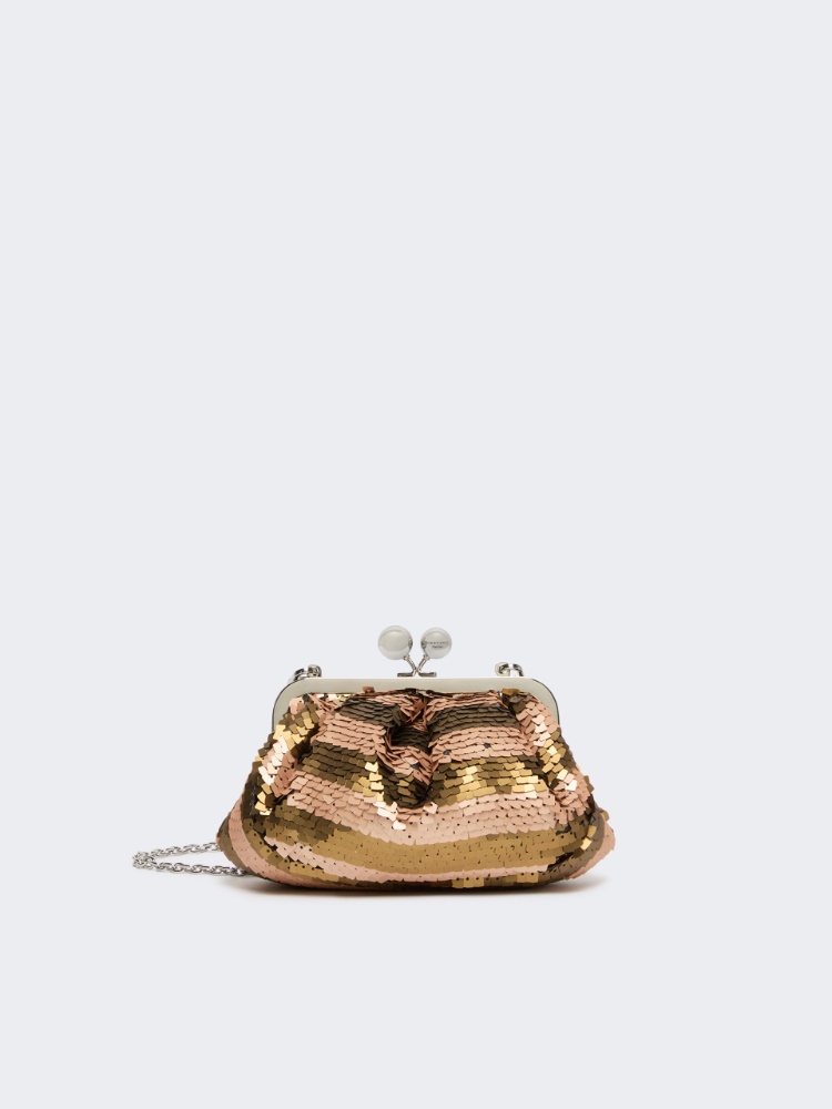 Small Pasticcino Bag with sequin stripes - BEIGE