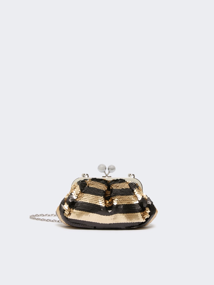 Small Pasticcino Bag with sequin stripes - MIDNIGHTBLUE