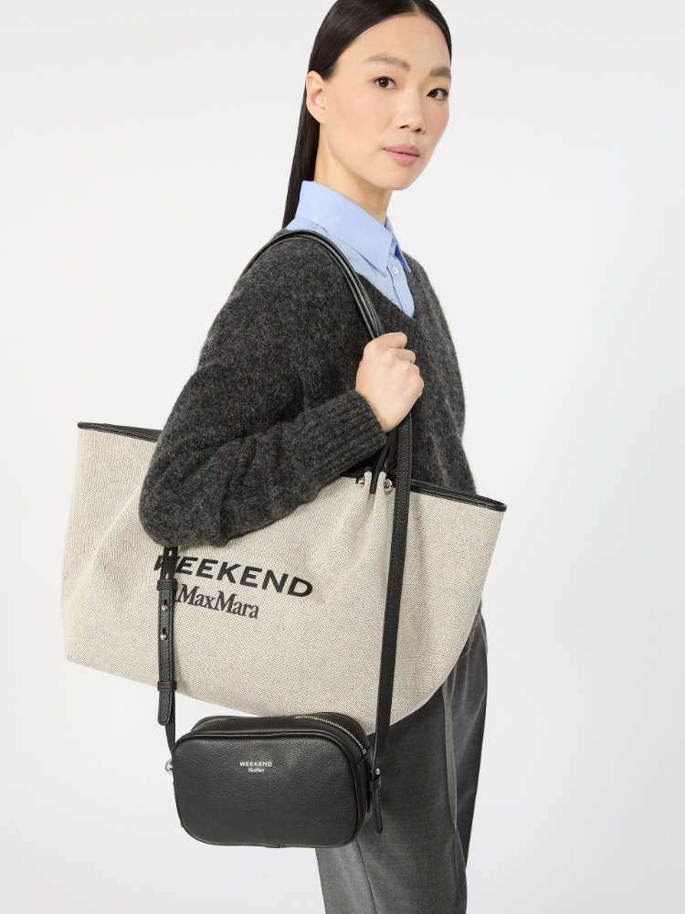 [ジェット] コットン キャンバス ショッピング バッグ - BLACK