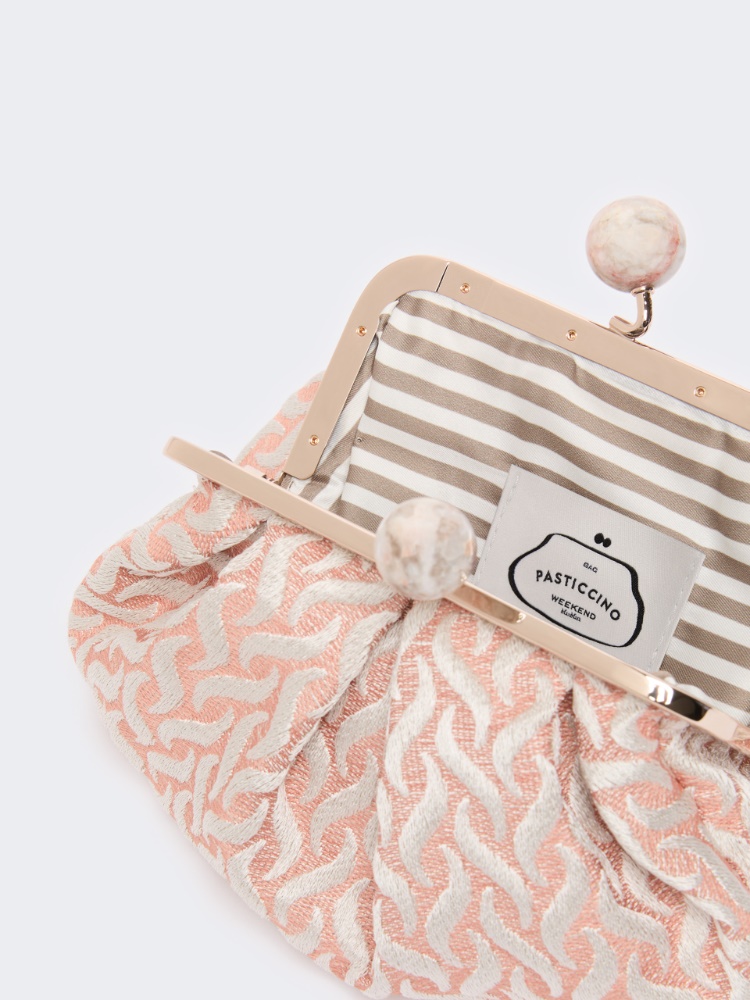 Small Pasticcino Bag in linen, silk and cotton jacquard - PINK - 5