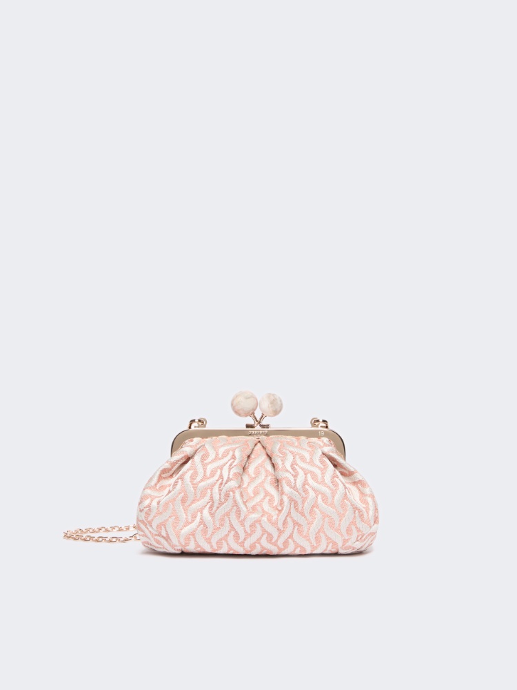 Small Pasticcino Bag in linen, silk and cotton jacquard - PINK