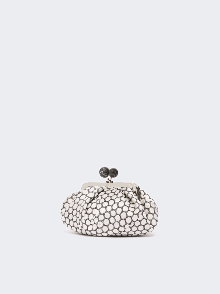 Small Pasticcino Bag in linen, silk and cotton jacquard - BLACK - 2