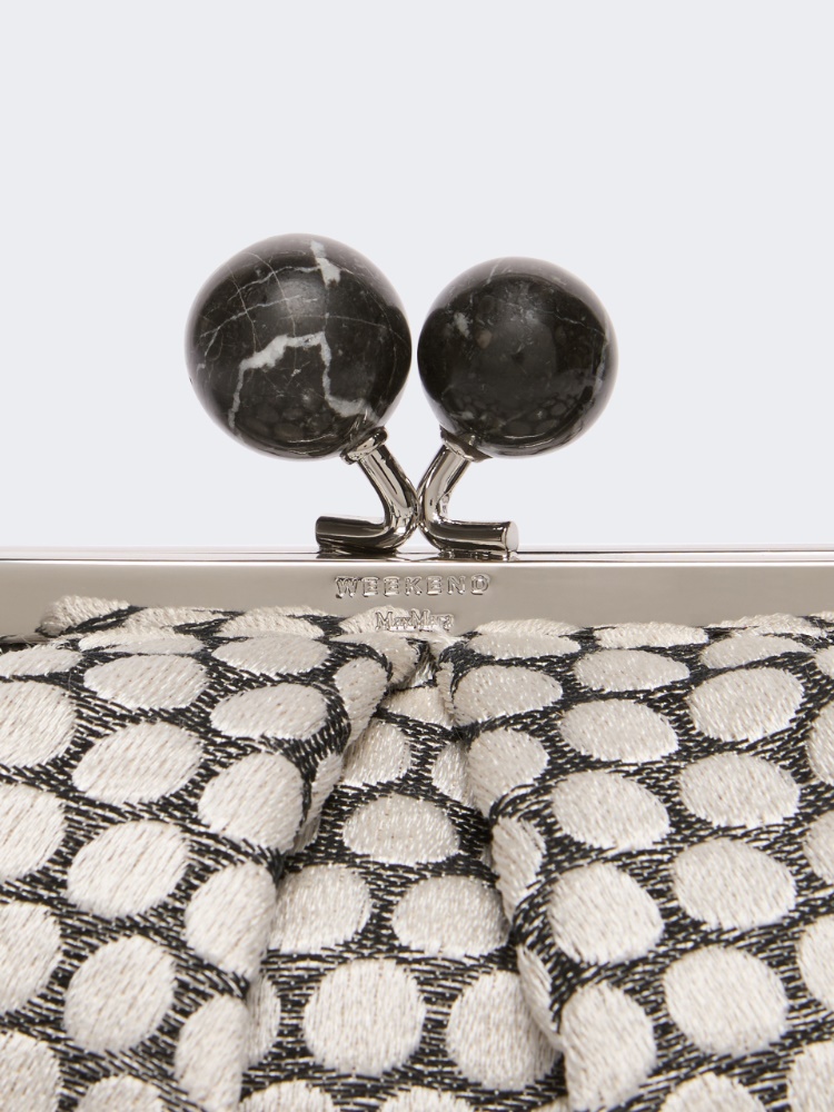 Small Pasticcino Bag in linen, silk and cotton jacquard - BLACK - 4