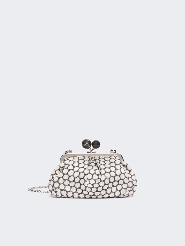 Small Pasticcino Bag in linen, silk and cotton jacquard - BLACK - 1