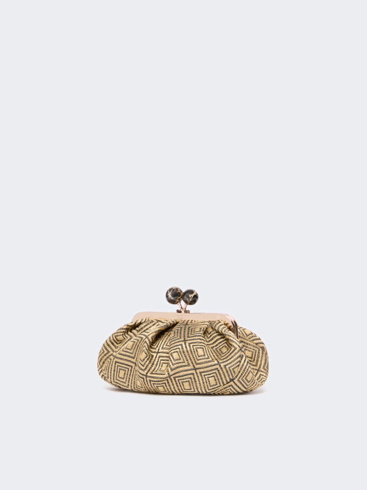 Small Pasticcino Bag in linen, silk and cotton jacquard - YELLOW - 2