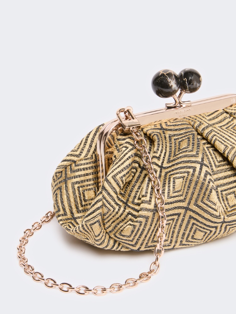 Small Pasticcino Bag in linen, silk and cotton jacquard - YELLOW - 3